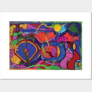 abstract art geometric shape of a couple in love. Posters and Art